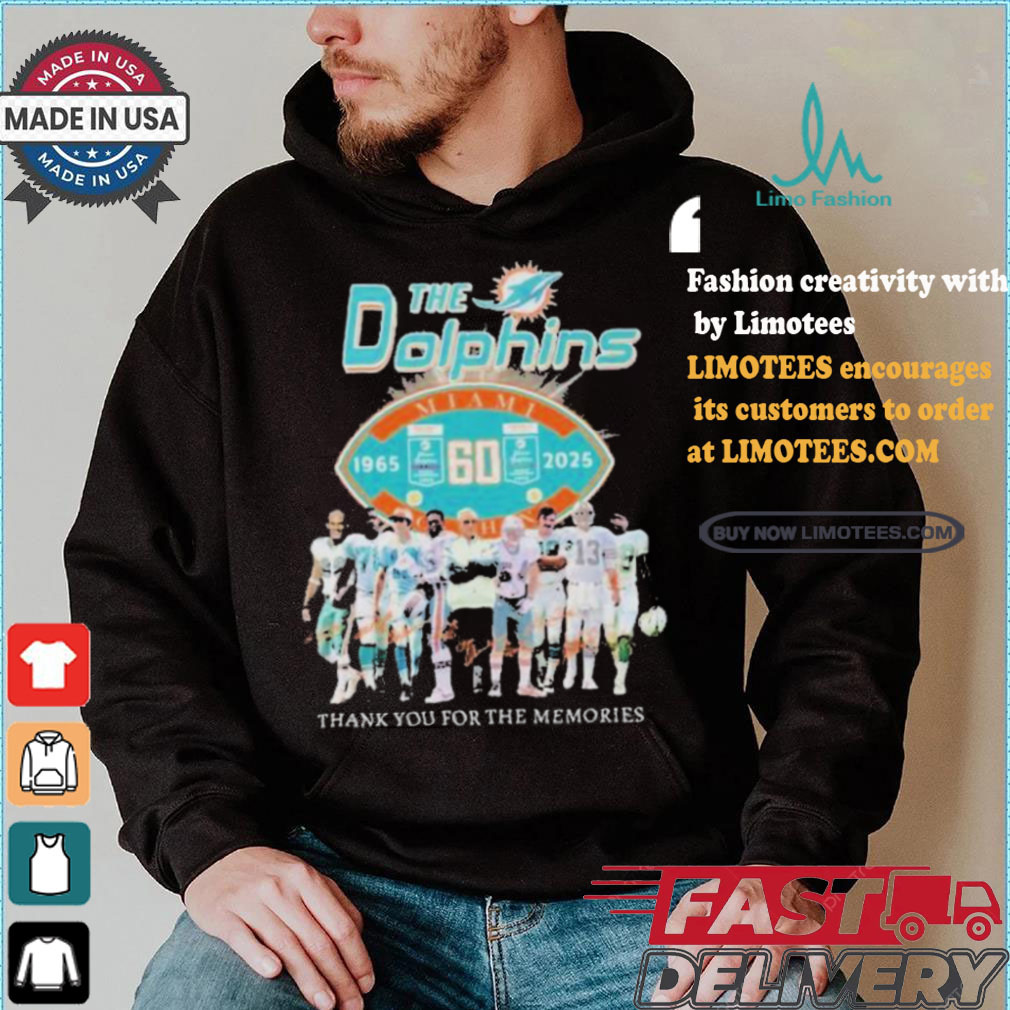 Official MiamI dolphins the dolphins thank you for 60 years 1965 2024 T shirt Official MiamI dolphins the dolphins thank you for 60 years 1965 2024 T shirt