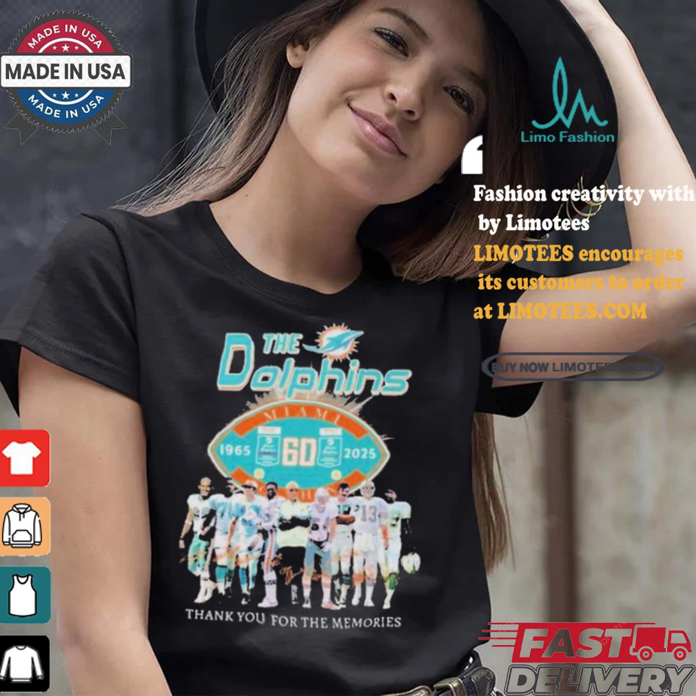 Official MiamI dolphins the dolphins thank you for 60 years 1965 2024 T shirt Official MiamI dolphins the dolphins thank you for 60 years 1965 2024 T shirt