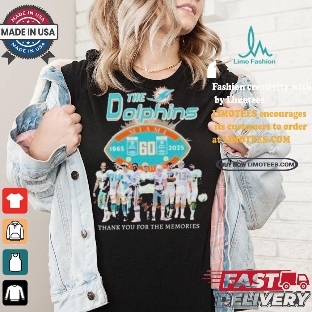 Official MiamI dolphins the dolphins thank you for 60 years 1965 2024 T shirt Official MiamI dolphins the dolphins thank you for 60 years 1965 2024 T shirt