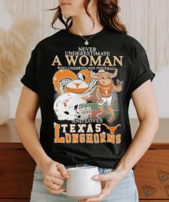 Official Never Underestimate A Woman Who Understands Football And Loves Texas Longhorns Diamonds Helmets T shirt
