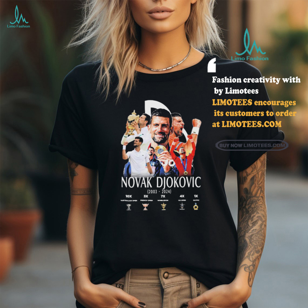 Official Novak Djokovic 2003 2024 GOAT Tennis Gold Medal Olympics Paris 2024 t shirt Official Novak Djokovic 2003 2024 GOAT Tennis Gold Medal Olympics Paris 2024 t shirt