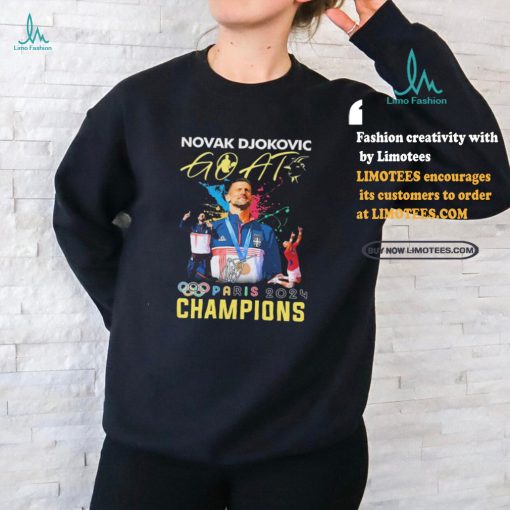 Official Novak Djokovic Goat Olympic Paris 2024 Champions Gold Medal signature t shirt
