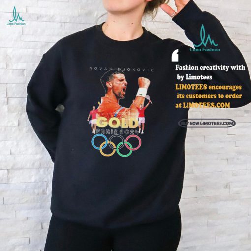Official Novak Djokovic Gold Medal Tennis Olympics Paris 2024 signature t shirt