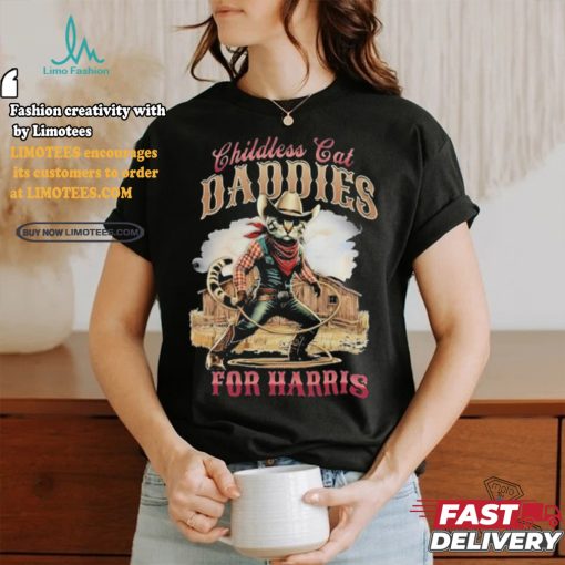 Official Official Cowboy Childless Cat Daddies For Harris Walz Shirt