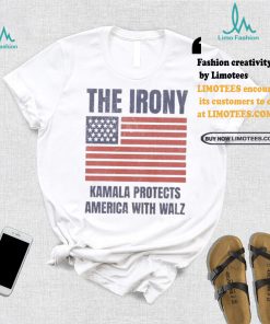 Official Official The Irony Kamala Protects America With Walz American Flag Shirt