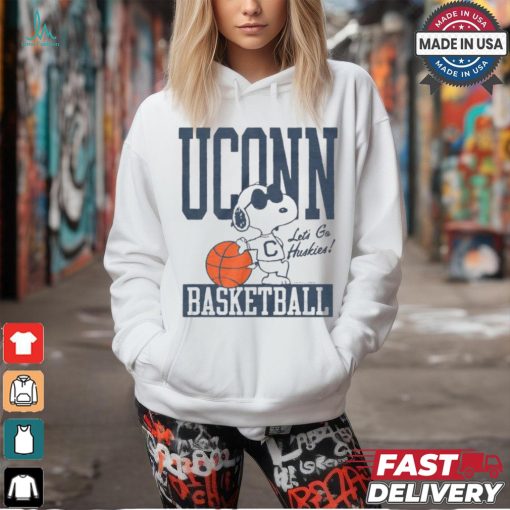 Official Peanuts x UConn Snoopy Basketball Let’s Go Huskies t shirt