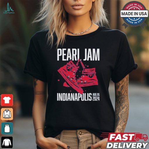 Official Pearl Jam Indianapolis Indiana Event Tee At Ruoff Music Center On August 26th 2024 Sneaker Artwork Two Sides Unisex T Shirt