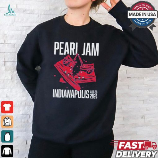 Official Pearl Jam Indianapolis Indiana Event Tee At Ruoff Music Center On August 26th 2024 Sneaker Artwork Two Sides Unisex T Shirt