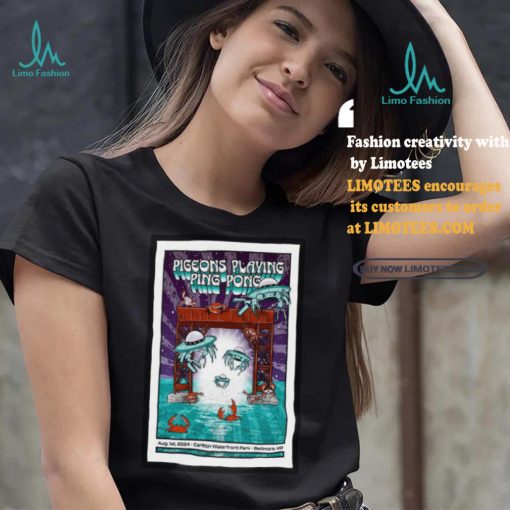 Official Pigeons Playing Ping Pong August 1 2024 Canton Waterfront Park Baltimore MD Concert Poster T Shirt
