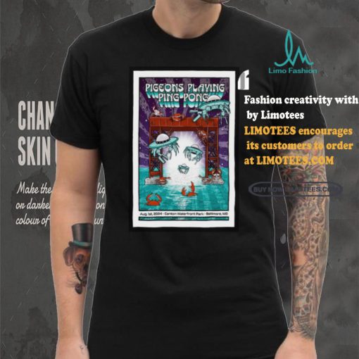 Official Pigeons Playing Ping Pong August 1 2024 Canton Waterfront Park Baltimore MD Concert Poster T Shirt