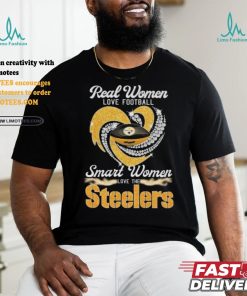 Official Pittsburgh Steelers Real Women Love Football Smart Women Love Steelers Diamond Heart 2024 Shirt