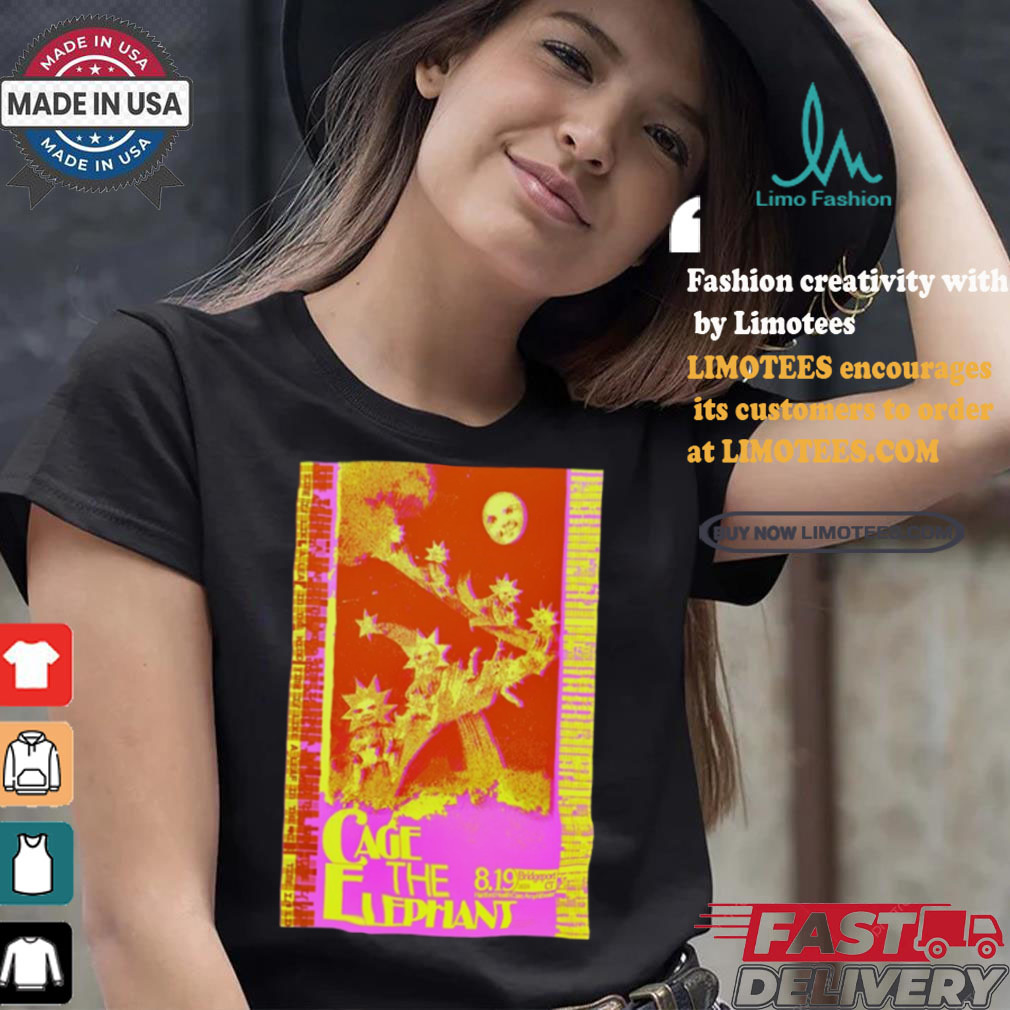 Official Poster Cage The Elephant Aug 19 2024 Hartford HealthCare Amphitheater in Bridgeport CT t shirt Official Poster Cage The Elephant Aug 19 2024 Hartford HealthCare Amphitheater in Bridgeport CT t shirt