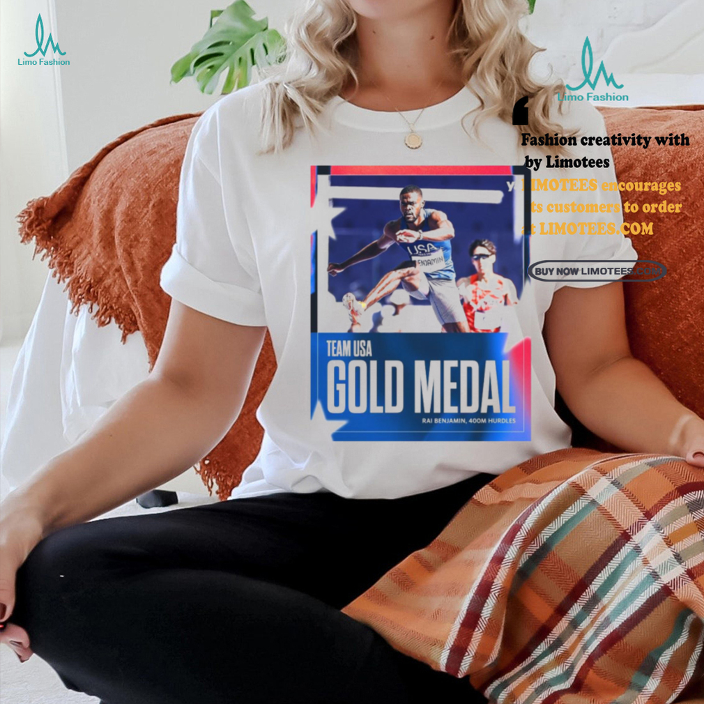 Official Rai Benjamin Team USA Gold Medal 400m Hurdles Paris Olympic 2024 Poster t shirt Official Rai Benjamin Team USA Gold Medal 400m Hurdles Paris Olympic 2024 Poster t shirt