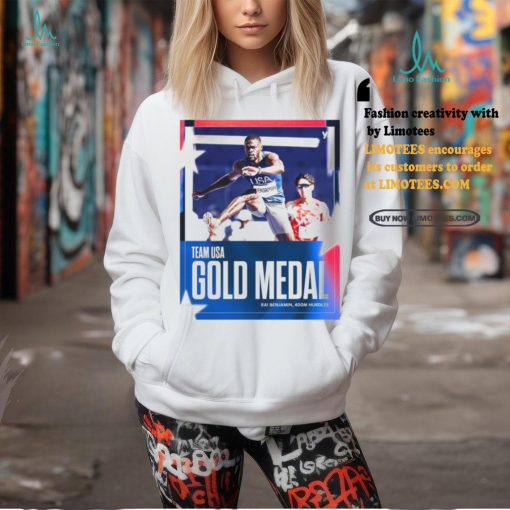Official Rai Benjamin Team USA Gold Medal 400m Hurdles Paris Olympic 2024 Poster t shirt