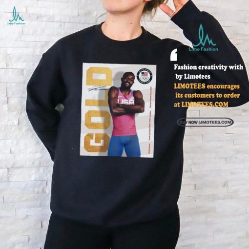 Official Rai Benjamin Team USA Gold Medal Men’s 400m Hurdles Olympic Games Paris 2024 Signature Poster t shirt
