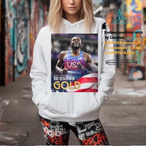Official Rai Benjamin Team USA Gold Medal Men’s 400m Hurdles Paris Olympic 2024 Poster t shirt