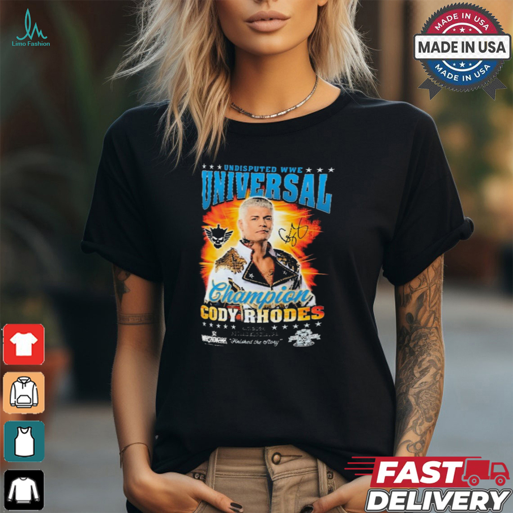 Official Ripple Junction Black Cody Rhodes Undisputed WWE Universal Champion Signature Graphic t shirt Official Ripple Junction Black Cody Rhodes Undisputed WWE Universal Champion Signature Graphic t shirt