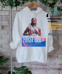 Official Sha’Carri Richardson Team USA Women’s 4x100M Relay First Gold Medal Paris Olympic 2024 Poster t shirt