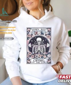 Official Skeleton down bad crying at the gym tarot card T shirt
