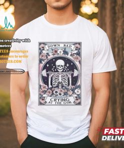 Official Skeleton down bad crying at the gym tarot card T shirt