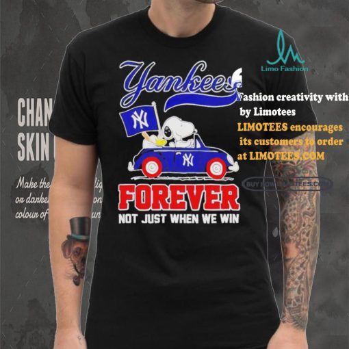 Official Snoopy Drives Car New York Yankees Flag Forever Not Just When We Win T Shirt