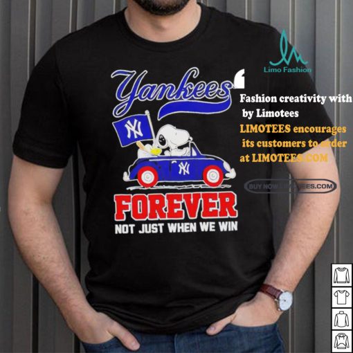 Official Snoopy Drives Car New York Yankees Flag Forever Not Just When We Win T Shirt