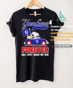 Official Snoopy Drives Car New York Yankees Flag Forever Not Just When We Win T Shirt