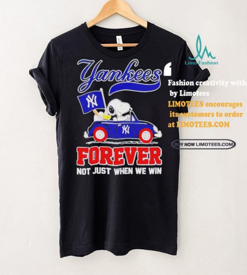 Official Snoopy Drives Car New York Yankees Flag Forever Not Just When We Win T Shirt