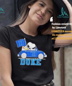 Official Snoopy Drives Car With Duke Blue Devils Flag T Shirt