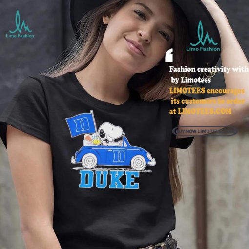 Official Snoopy Drives Car With Duke Blue Devils Flag T Shirt
