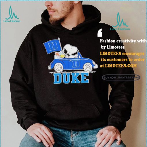 Official Snoopy Drives Car With Duke Blue Devils Flag T Shirt