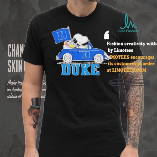 Official Snoopy Drives Car With Duke Blue Devils Flag T Shirt