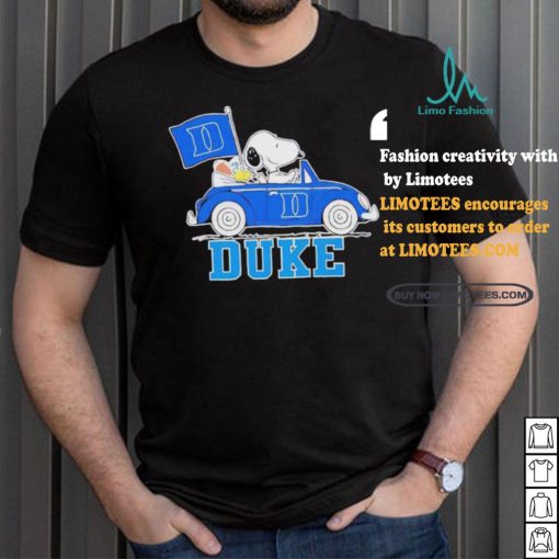 Official Snoopy Drives Car With Duke Blue Devils Flag T Shirt