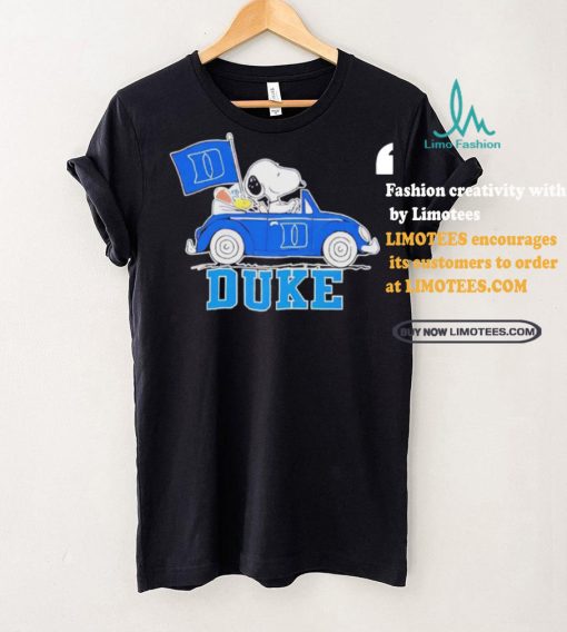 Official Snoopy Drives Car With Duke Blue Devils Flag T Shirt