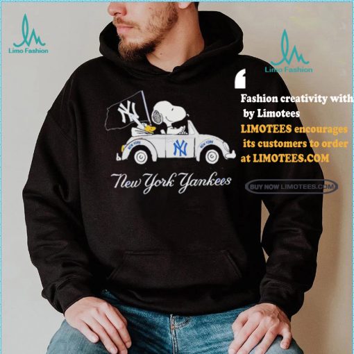 Official Snoopy Drives Car With New York Yankees Flag T Shirt