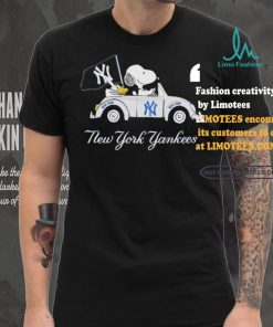 Official Snoopy Drives Car With New York Yankees Flag T Shirt