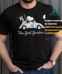 Official Snoopy Drives Car With New York Yankees Flag T Shirt
