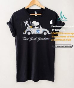 Official Snoopy Drives Car With New York Yankees Flag T Shirt