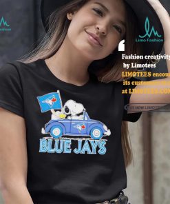 Official Snoopy Drives Car With Toronto Blue Jays Flag T Shirt