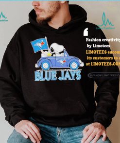Official Snoopy Drives Car With Toronto Blue Jays Flag T Shirt
