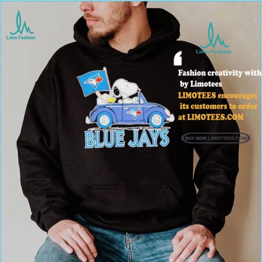 Official Snoopy Drives Car With Toronto Blue Jays Flag T Shirt