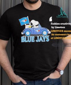 Official Snoopy Drives Car With Toronto Blue Jays Flag T Shirt