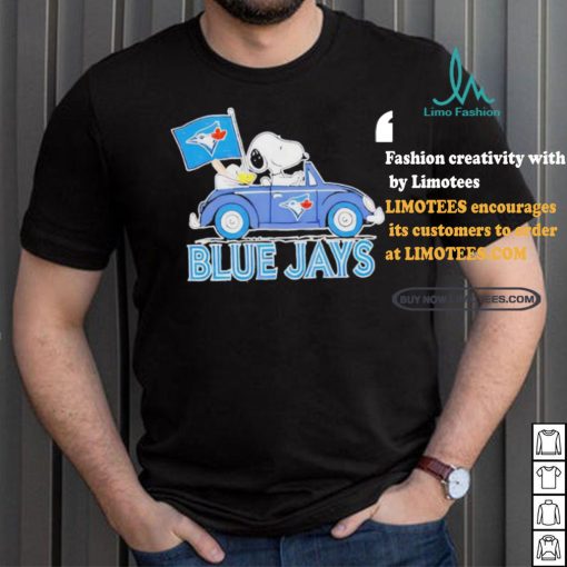 Official Snoopy Drives Car With Toronto Blue Jays Flag T Shirt