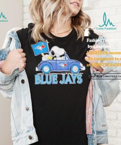 Official Snoopy Drives Car With Toronto Blue Jays Flag T Shirt