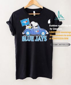 Official Snoopy Drives Car With Toronto Blue Jays Flag T Shirt