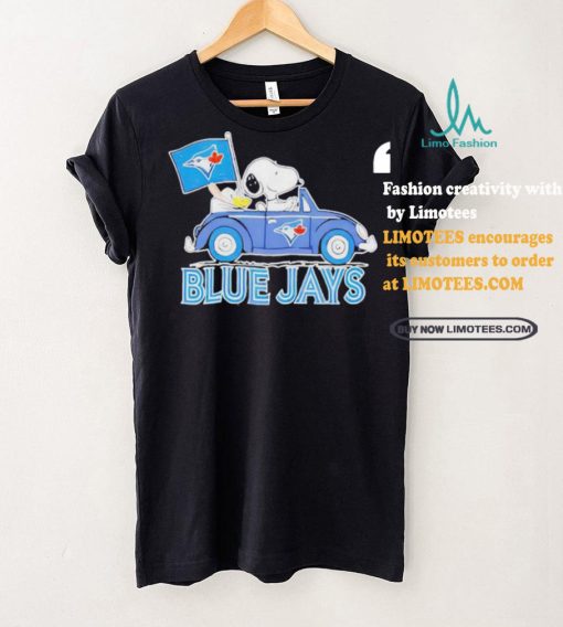 Official Snoopy Drives Car With Toronto Blue Jays Flag T Shirt