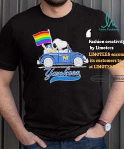 Official Snoopy and Woodstock Driving Car New York Yankees Pride Flag T Shirt