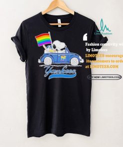 Official Snoopy and Woodstock Driving Car New York Yankees Pride Flag T Shirt