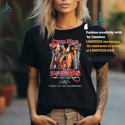 Official Steven Tyler 54 Years Of The Memories 1970 2024 signature thank you for the memories t shirt