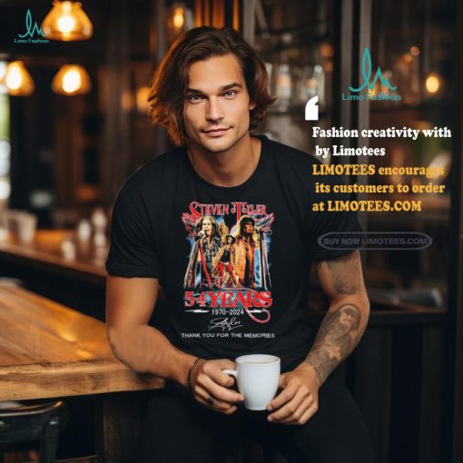Official Steven Tyler 54 Years Of The Memories 1970 2024 signature thank you for the memories t shirt